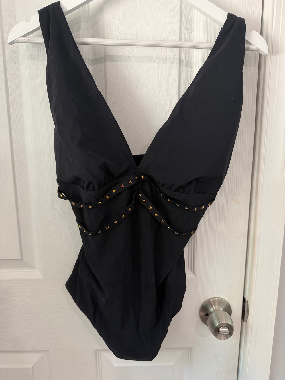 Amoressa Women’s  Black One-Piece Swimsuit with Gold Stud Detail